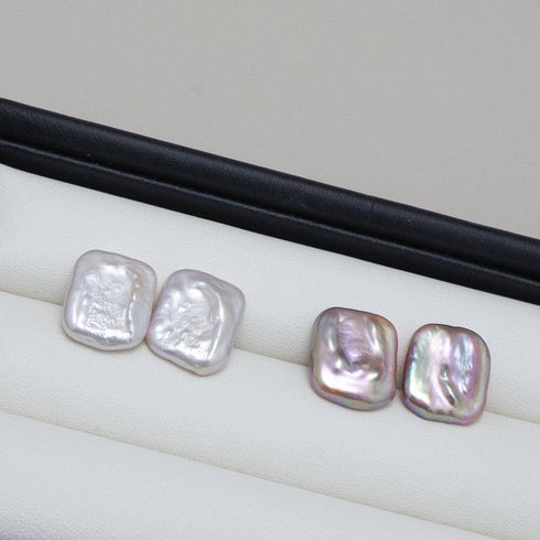 White Baroque Freshwater Pearl Stud Earrings - House Of Pearls